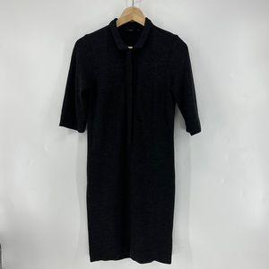Cos Wool Concealed Button Down Collared Knee Length Dress